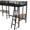 NicBex Twin Size Bunk Bed with 2 Desks Loft Bed Metal Bed Frame with Inclined ladder and Full Length Guardrail, No Box Spring Required, Black - 4 of 4