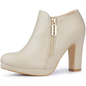 Allegra K Women's Platform Round Toe Chunky Heels Ankle Booties - 1 of 4