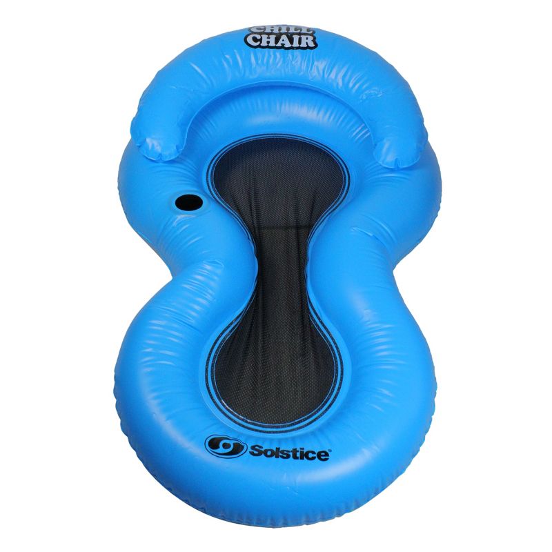 Swim Central 61-Inch Inflatable Blue Chill Swimming Pool Floating Lounge Chair, 1 of 5