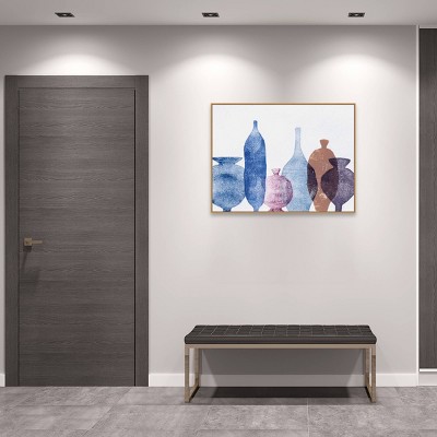 Blue and Brown Vases Canvas Print with Polystyrene Frame