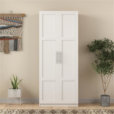 LunaLulinlk Kitchen cabinet with 2 doors and 3 partitions to separate 4 storage spaces,white