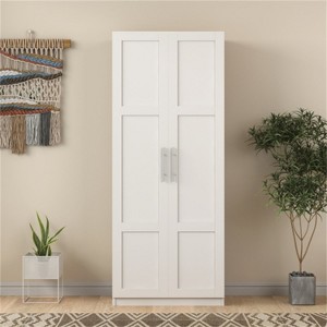 LunaLulinlk Kitchen cabinet with 2 doors and 3 partitions to separate 4 storage spaces,white - 1 of 4