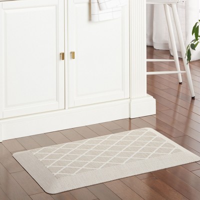 Beige Diamond Pattern Anti-Fatigue Kitchen Mat 19.6" x 32"