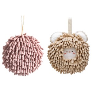 REGALWOVEN 2 Pcs Comfortable Soft Absorbent Chenille Ball Fuzzy Hand Towels - 1 of 4