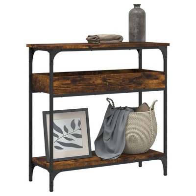vidaXL Console Table with Shelf Smoked Oak 29.5 in.x11.4 in.x29.5 in. Engineered Wood