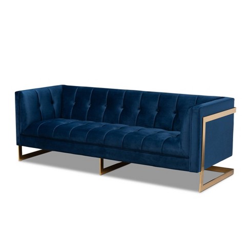 Ambra Velvet Sofa Blue Baxton Studio Target