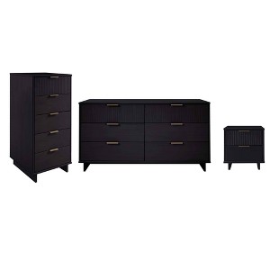 Manhattan Comfort 3pc Granville Chest with Double Dresser and Nightstand Bedroom Set - 1 of 4