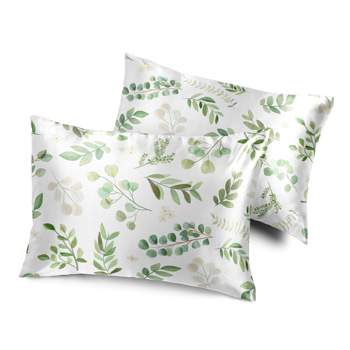 Sweet Jojo Designs Decorative Satin Pillowcases Botanical Green White 2pc