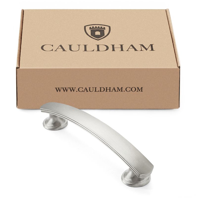 Cauldham Solid Kitchen Cabinet Arch Pulls Handles (3-3/4" Hole Centers) - Curved Drawer/Door Hardware - Style T750 - Satin Nickel, 4 of 6