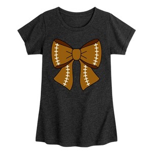 Girls' - Instant Message - Football Bow Fitted Short Sleeve Graphic T-Shirt - 1 of 4