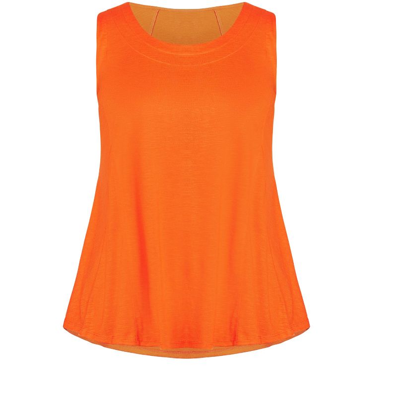 Women's Plus Size Fit N Flare Tank - orange | AVENUE, 5 of 7