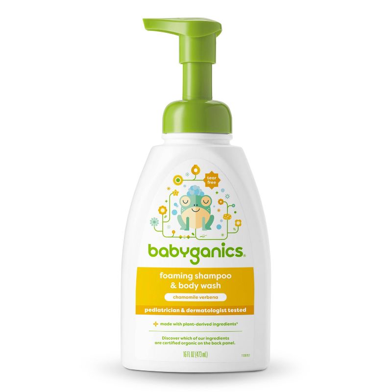 Babyganics Baby Shampoo + Body Wash Pump Bottle Chamomile Verbena - 16 fl oz Packaging May Vary, 1 of 9