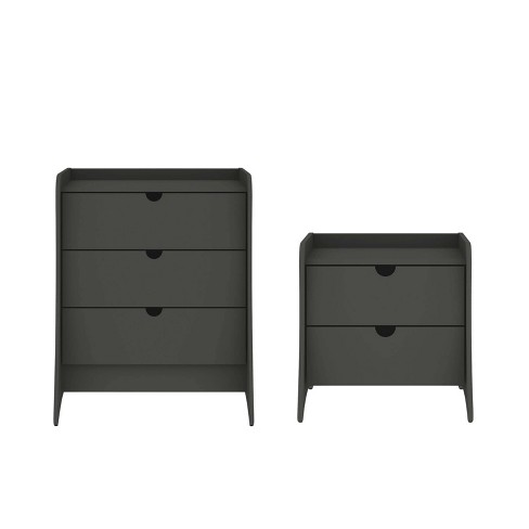 Manhattan Comfort 2pc Coney Dresser And Nightstand Bedroom Set Gray Target