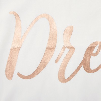 Set of 4 White Cotton Pillow Covers with Rose Gold Inspirational Phrases