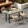 Pellebant 2pc Aluminum Outdoor Swivel Woodgrain Finish Bar Stools with Sunbrella Cushion - 2 of 4