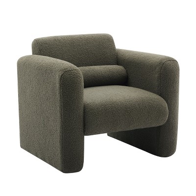 NicBex Lambskin Accent Chair,Upholstered Living Room Chairs with Mid-Height Backrest and Pillow,Modern Armchair,Accent Chairs for Living Room,Green