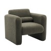 Homy Casa Modern Bouclé Accent Chair with Curved Silhouette and Cylindrical Pillow, for Living Room or Bedroom, Olive Green - 2 of 4
