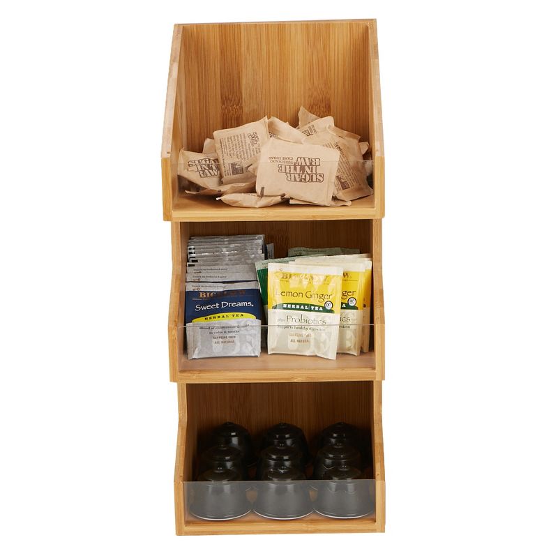 Mind Reader Coffee Condiment and Accessories Caddy Organizer, Bamboo Brown, 4 of 8