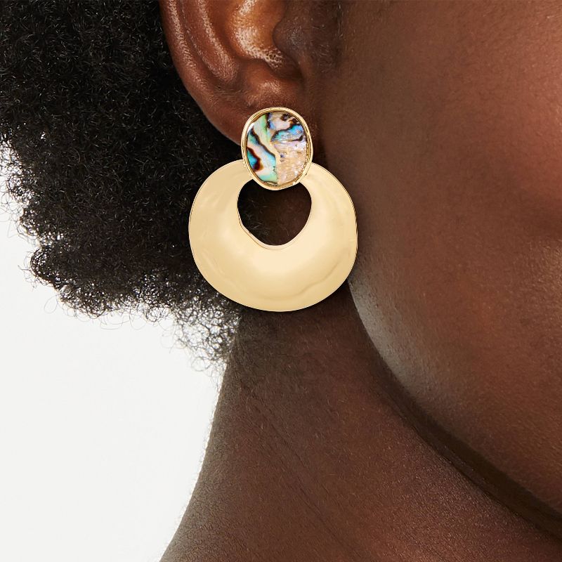 Round Stone Post Earrings - A New Day&#8482; Gold/Abalone, 3 of 5