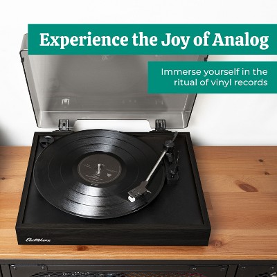 Black Belt Drive Turntable with Handcrafted Wood Plinth