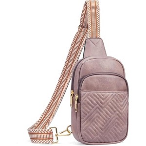 Sling Bag Quilted Crossbody Bags for Women Cross Body Purse Leather Fanny Pack with Adjustable Guitar Strap - 1 of 4