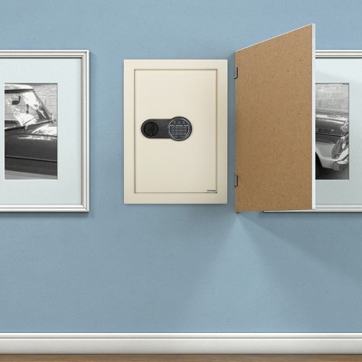 Cream Steel Small In-Wall Safe with Digital Keypad