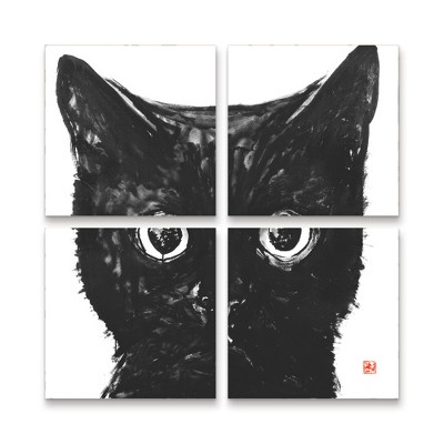 Trademark Fine Art Pechane Black Cat 4 Piece Panel Set Art