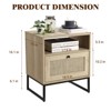 1 Light Oak Color and Black Flip-Down Door Side Table Rattan Series with Rattan Table Feature - 2 of 4