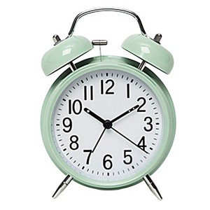 Aoibox Loud Twin Bell Alarm Clock with Backlight for Bedroom & Home Decor, Green - Wake Up Easily with Soft Glow & Silent Ticking - 1 of 4