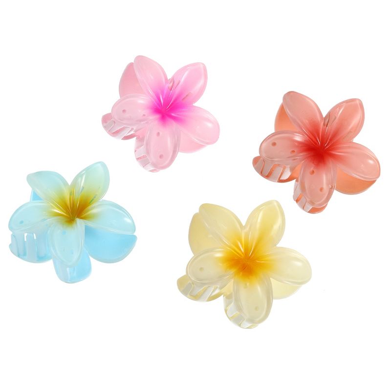 Unique Bargains Girls Claw Hair Clips Flower Shape Hair Accessories Pink Purple Blue Yellow 4 Pcs, 4 of 7