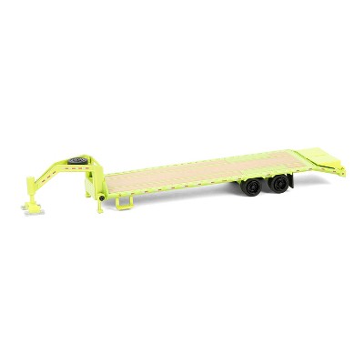 1/64 Lime Green Gooseneck Trailer with Red & White Conspicuity Stripes 30521