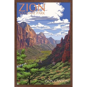 Trends International Lantern Press - Zion National Park, Utah, Zion Canyon View Framed Wall Poster Prints - 1 of 4