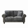 63" Modern 2-Seater Chenille Sofa with Rolled Arms, Wood Legs & Nailhead Trim - 3 of 4