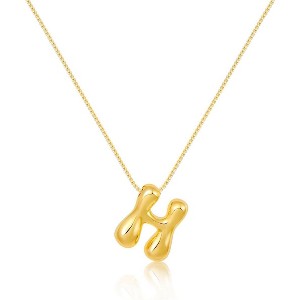 Bubble Initial Necklace Gold Plated Balloon Charm Birthday Gift - 1 of 4