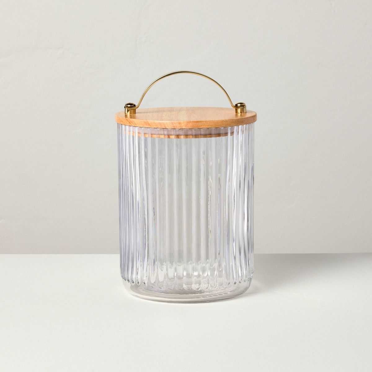 53oz Fluted Glass Storage Canister with Wood Lid - Hearth & Hand™ with Magnolia