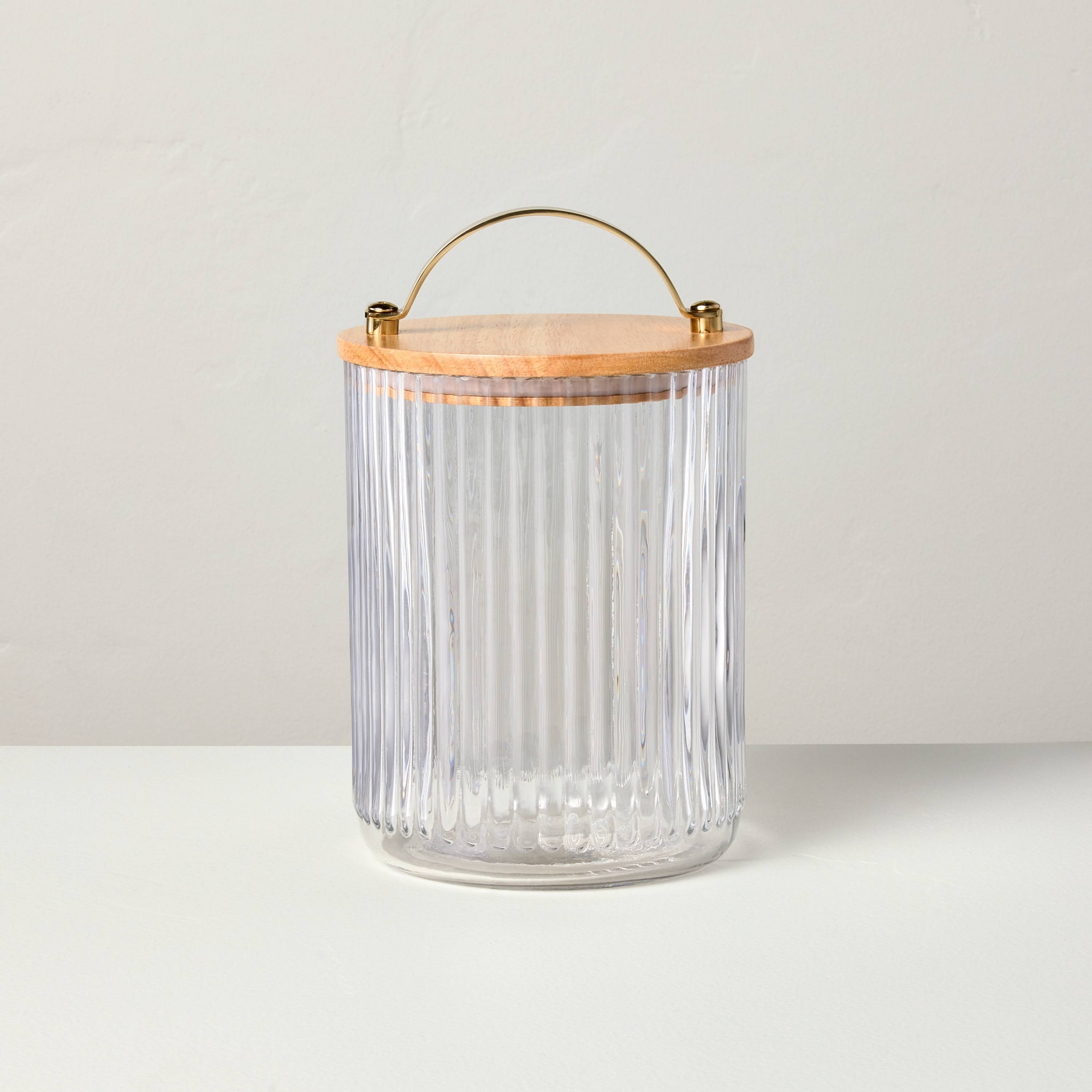 53oz Fluted Glass Storage Canister with Wood Lid - Hearth & Hand™ with Magnolia