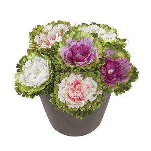 Collections Etc Artificial Cabbage Rose Floral Stems, Set of 6 NO SIZE Multicolored - 1 of 4