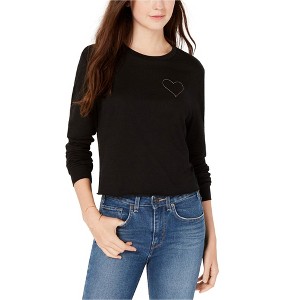 Carbon Copy Womens Heart Embellished T-Shirt, Black, Large - 1 of 1