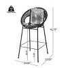Set of 4 Outdoor Patio Barstools,Faux Wicker Bar Stools with Iron Frame,Modern Woven Bar Chairs for Garden or Balcony-Cuddlewood - 4 of 4