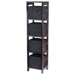 5pc Capri Set Storage Shelf with Folding Fabric Baskets Espresso Brown/Black - Winsome