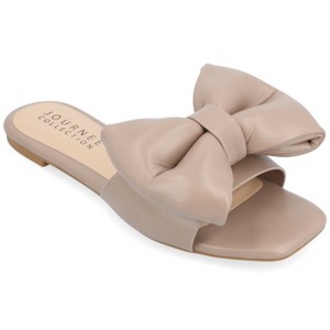 Journee Collection Womens Medium and Wide Width Fayre Slip On Slide Flat Sandals - 1 of 4