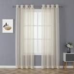 Kate Aurora 2 Piece Metallic Shimmer Chic Striped Flax Styled Sheer Grommet Top Curtains