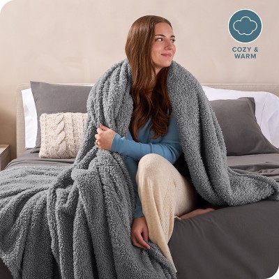 Twin/Twin XL Gray Reversible Sherpa Fleece Blanket
