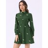 INSPIRE CHIC Women's Casual Long Sleeve Half Placket Embroidered Floral Mini Shirt Dress - 2 of 4