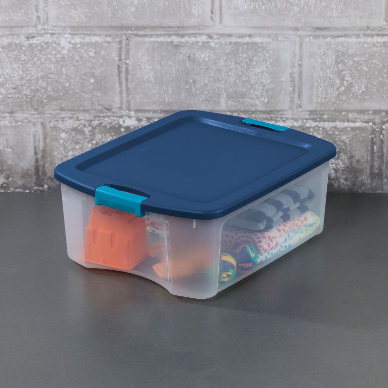 Sterilite 12 Gal Latch & Carry Clear with Blue Lid and Blue Latches, 5 of 9