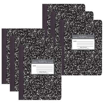 Roaring Spring Paper Products Marble Composition Book, Black, Pack of 6