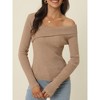 Seta T Women's V Neck Cross Off Shoulder Long Sleeve Ribbed Knit Slim Fit Sweaters - 2 of 4