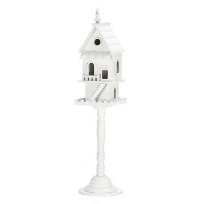 27.25" Two Story Pedestal Wood Birdhouse White - Zingz & Thingz