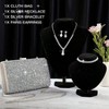 4 Piece Clutch Purses for Women Evening Rhinestone Jewelry Set with Necklace, Earrings, Bracelets for Wedding - 2 of 4