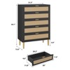 5 Drawer Rattan Dresser, Tall Narrow Chest of Drawers with Metal Legs, Farmhouse Wooden Storage Cabinet for Bedroom, Living Room, Entryway - 2 of 4